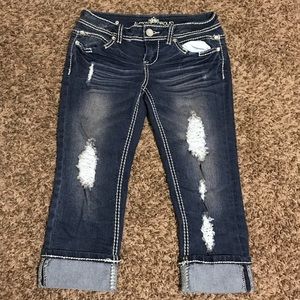 Almost Famous Distressed Denim Capris